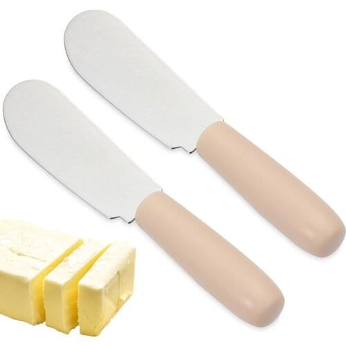 Kitchen Mini Stainless Steel Spatula Scraper Knives Breakfast Sandwich Cheese Slicer Spreader Butter Knife With Plastic Handle