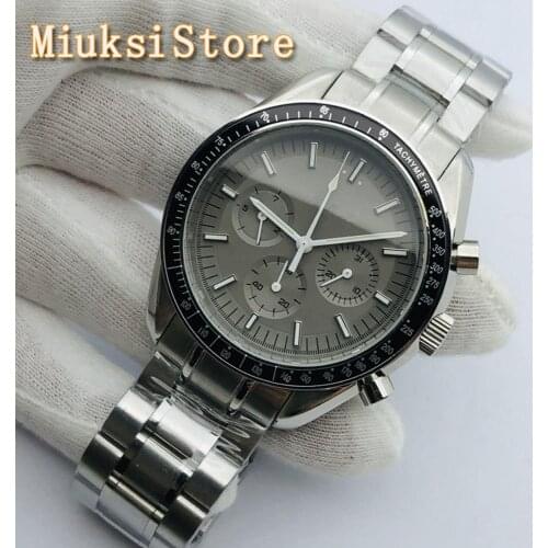 BLIGER 40mm Mens Top Leisure Sports Mechanical Watch Silver Case Grey Sterile Dial Date Luminous Mens Automatic Watch