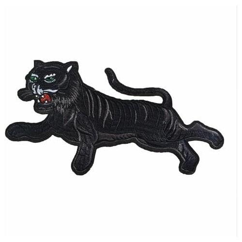 Black Running Tiger Embroidery Patch Sew on Applique Embroideried Patches for Clothes T-shirt DIY Apparel Decoration Accessories