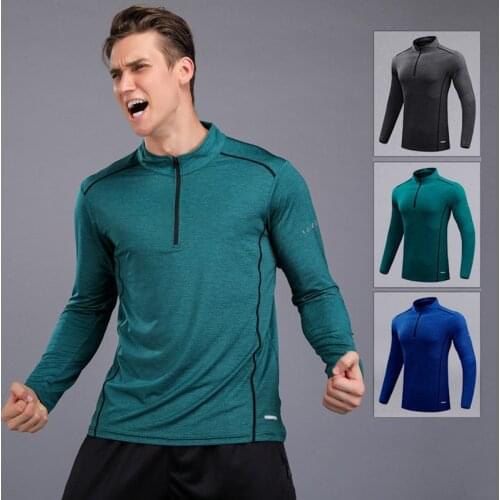 Autumn Sport Coat Men Long Sleeve Running Shirts Outdoor Training jacket Tee Gym Sportswear Soccer fitness loose zipper T shirts