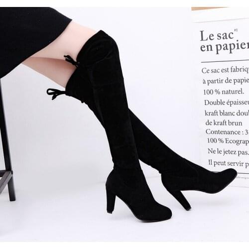 Sexy Thigh High Boots Plus Size High Heels Women Boots Faux Suede Over-the-knee Boot Autumn Female Winter Shoes Botines Mujer