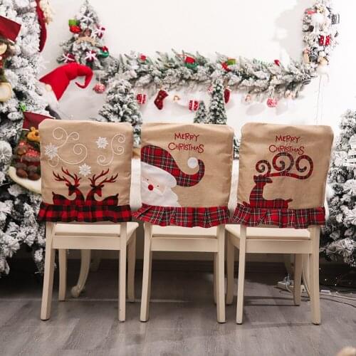 Christmas Dinner Table Chair Covers Decor Santa Claus Elk Chair Back Cover Christmas Decoration Home Party Holiday Supplies