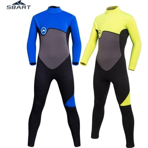 Sbart Childrens 2mm Elastic Kids Fullbody Wetsuit Teenage Long Sleeve Wet Suit 8-16Y Sunscreen Long Sleeve Conjoined Swimsuit
