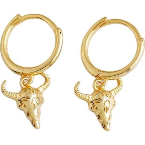 925 Sterling Silver Earring Fashion Halloween Gift Bull Head Christmas Deer Horse Head Short Pendant Drop Earring Woman Ear Jewe
