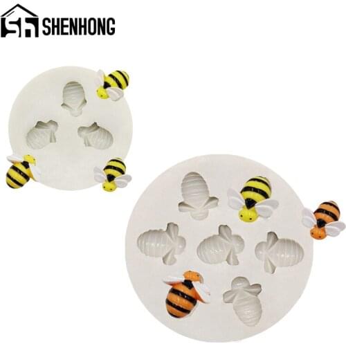 SHENHONG 2 Types Bees Fondant Cake Molds Sugarcraft Paste Decorating Moulds Silicone Mold Clay Polymer Decor Kitchen Baking Tool