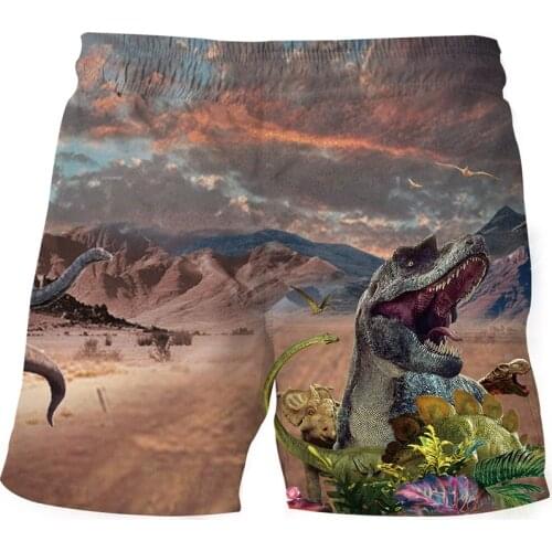 Casual Beach Shorts 3D-Print Dinosaur Quick Dry Summer Boy Animated Siwmwear Kids Beach Pants 4-14 Years For Childrens Clothing
