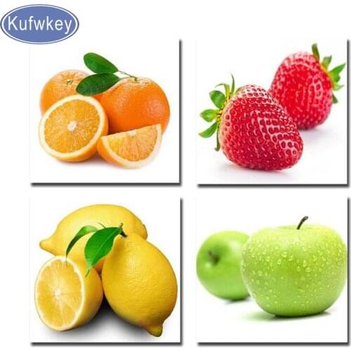 Resin square diy diamond Painting Fruit still life Kitchen Decoration diamond embroidery cross stitch mosaic full rhinestone 4pc