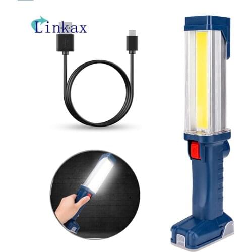 LED COB Flashlight Torch USB Rechargeable LED Work Light Magnetic COB Lanterna Hanging Hook Lamp For Outdoor Camping