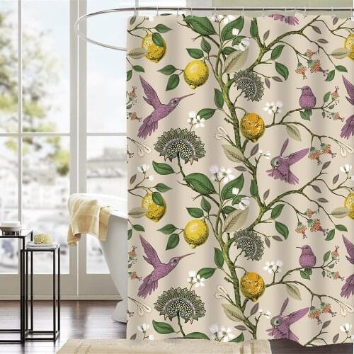 Aesthetic Tropical Shower Curtain Flowers Polyester Waterproof Shower Curtain Separate Cortina Ducha Bath AccessoriesDE50YL