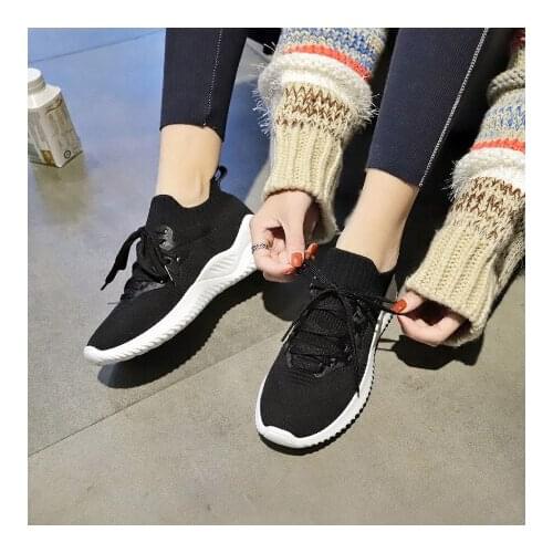 Black Women Sock Shoes 2020 Summer Flats Sneakers Shoes Slip on Shoes Flats Platform Shoes Female Casual Breathable Mesh Shoes