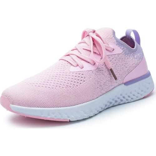 Spring and autumn new ladies sneakers lightweight, comfortable, breathable, fashionable, casual, fly-knit, large size women