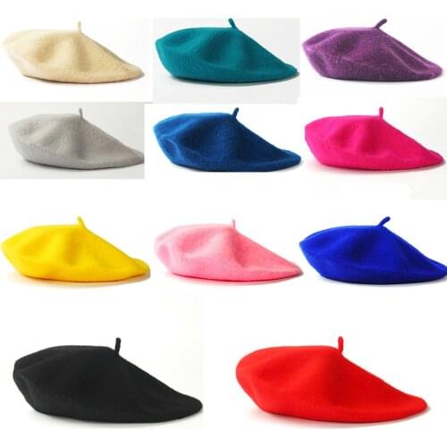 2020 Spring Beret Hat Painter Flat Cap Women Vintage Wool Berets Hat Solid Color Bonnet Caps Casquette Female Warm Winter Cap