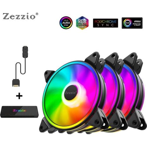 ZEZZIO ZF-140 140MM CPU Cooler fan AURA SYNC 5V 3PIN ARGB PWM silence Cooling fan Computer Case Radiator Fans