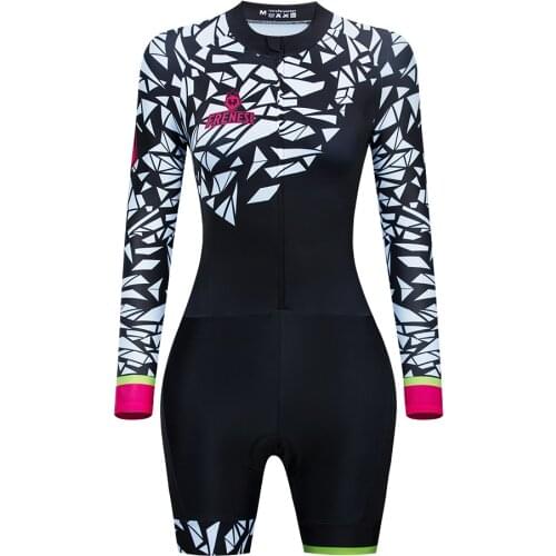 FRENESI Team Triathlon Summer Suit Womens Cycling Skinsuit Jumpsuit Ropa Bicycle Set Ciclismo long Sleeve Bodysuit