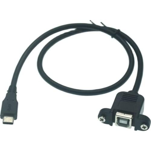 USB-C USB 3.1 Type-C Male to USB 2.0 B Type Female Data Cable Panel Mount for Printer Hard Disk Drive Tablet & Cell Phone