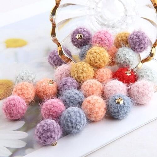 10pcs Korean Sweet Imitation Mink Fur Beads Pendant Hair Ball Pendant cute Earrings For Women Diy Wholesale Jewelry Accessories