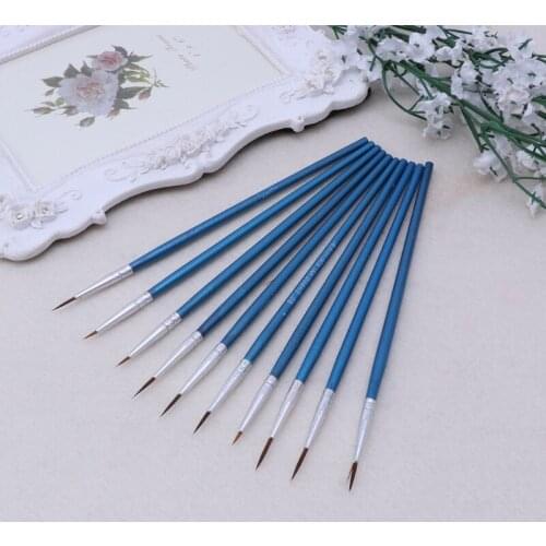 10Pcs Nylon Hair Artist Paint Brush Acrylic Watercolor Round Fine Hand Point Tip 32CB