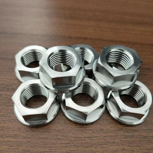 2PCS M5 M6 M8 M10 M12 M14 GR5 Titanium Flange Hex Screw Nuts For Bicycle