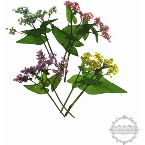 5-9cm real dry pressed flower craft dyed yellow,blue,purple,pink flower with leaf for DIY glass dome 8pcs/pack 1503187