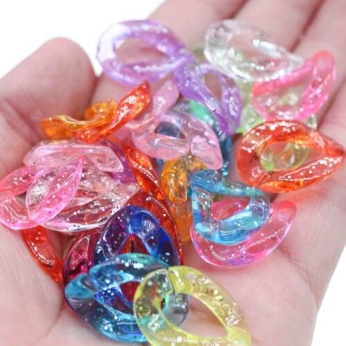 CHONGAI 50pcs Acrylic Transparent Starry Sky Effect Chain Links DIY Charm Accessories For Bag Decoration Jewelry Making 24mm