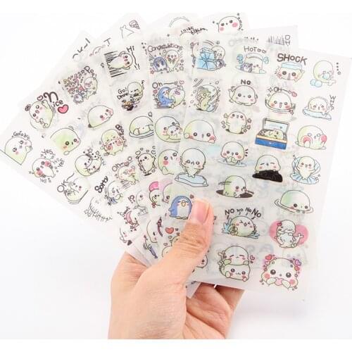 6 pcs/pack Sea Lions Baby Decorative Stickers Adhesive Stickers DIY Decoration Diary Stationery Stickers Children Gift