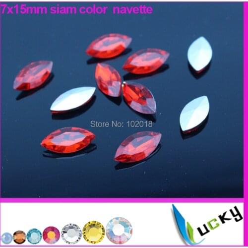 Free shipping 100pcs 7x15mm boat/navette crystal rhinestones for jewelry making supplies siam color strass chatons point back
