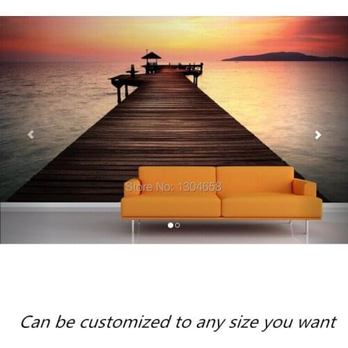 Free shipping custom mural Sunset Jetty Wall Mural large bedroom, living room TV backdrop wallpaper