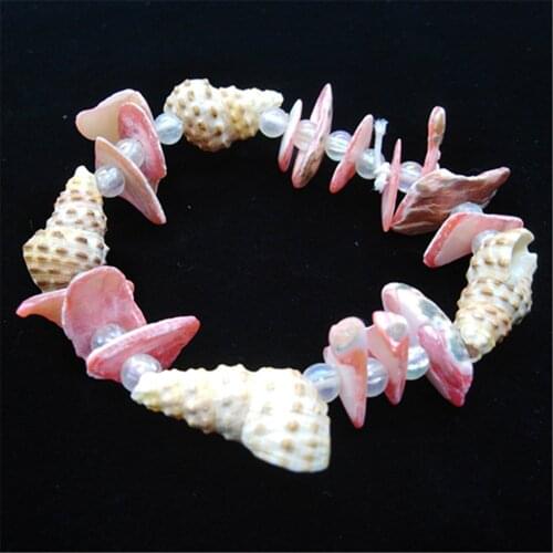 Pink Shell conch Pink Blue Anklets Summer Beach Jewelry Charms Pearl Bracelets For Women Cuff Bangle Female Party Jewelry Gift