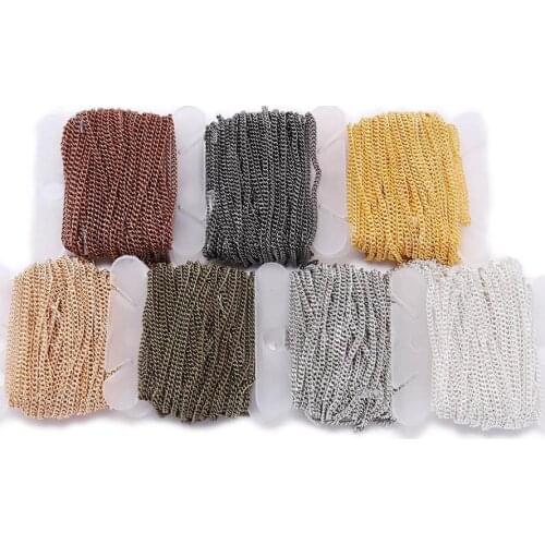 5M 1.3-2.5mm Gold Rhodium Copper Bulk Fine Necklace Chain For DIY Jewelry Making Supplies chains Findings Accessories Wholesale