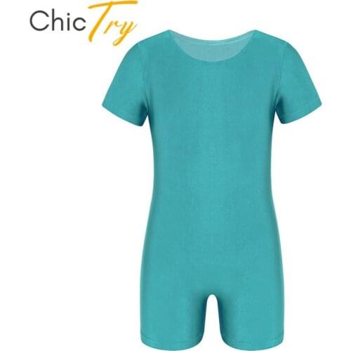 ChicTry Kids Unisex Short Sleeve Solid Color Stretchy Ballet Leotard Jumpsuit Dance Costume Child Boys Girls Gymnastics Unitards