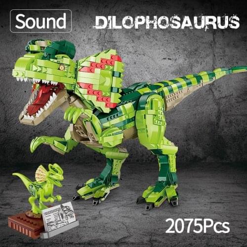 Jurassic Dilophosaurus Dinosaur Model Bricks Dragon Building Blocks Toys for Children Boy Kids Gifts 2075Pcs