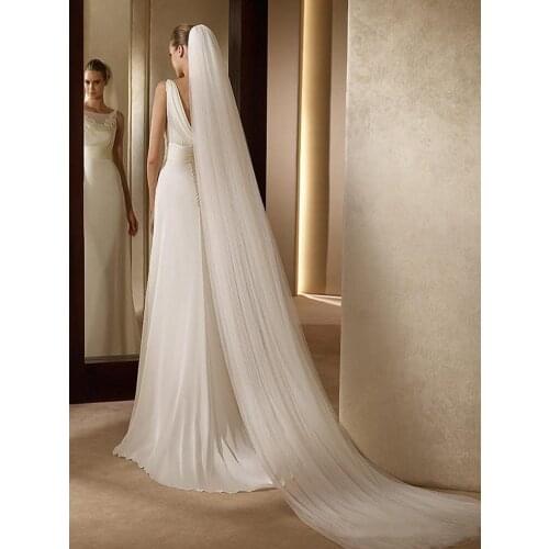 2019 New Arrival White Ivory 3M Bridal Veils Wholesale Cathedral Long Wedding Accessories one-Layer Cut Ege Simple Desin Wedding