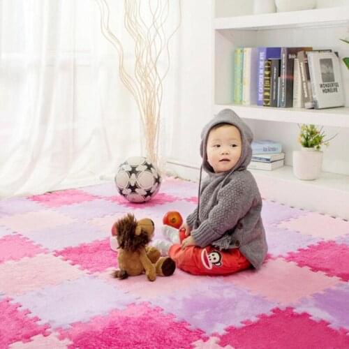 Houlife - Fleece Foam Carpet Fuchsia Square Jigsaw 30cm x 30cm, 1 Piece