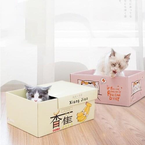 Funny Cat Scratch Board Toy Wear-resistant Grinder Claw Cat Toy Corrugated Box Foldable Cat Scratcher House Cat Litter Sofa Nest