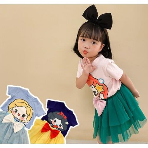 Kids Frozen 2 Elsa Princess Dress Set Baby Girls Cute Mermaid Two Piece Skirt Set T Shirt + Tutu Skirt Summer Fashion Clothes