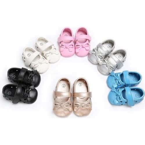 Classic princess hollow multicolor bow baby shoes soft bottom slip shoes