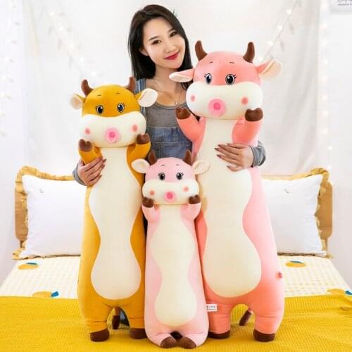 Zqswkl 70/90cm cute pacifier cow plush toy long sleeping pillow hug children girls christmas birthday gift stuffed toys