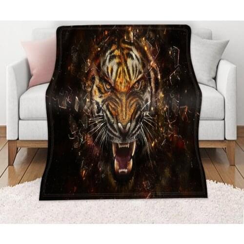 Soft Sofa Blanket 3D Animal Pattern Print Autumn and Winter Warm Double-Sided Flannel Airable Travel Portable Blanket