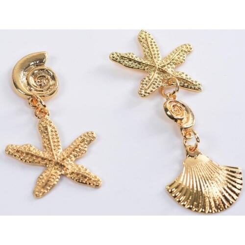 PPG&PGG New arrival statement seashell dangle earrings gold tone long shell drop earrings for women fashion jewelry