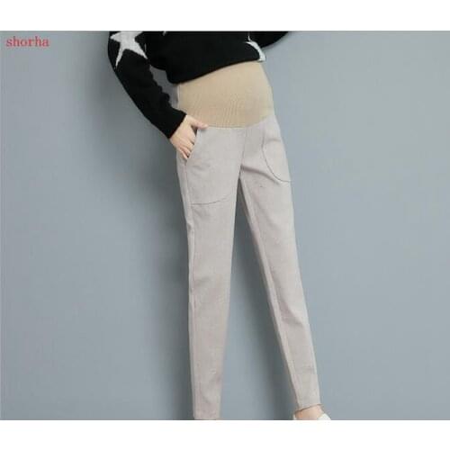 New pregnant women winter high waist solid color abdominal trousers keep warm fashion maternity leggings pregnancy pants