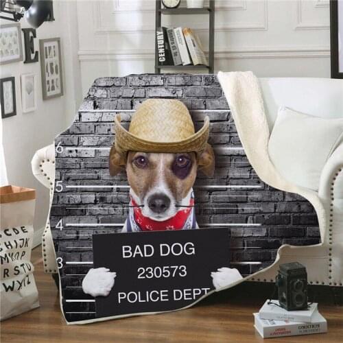 Bad Dog 3D Printed Sherpa Blanket Couch Quilt Cover Travel Bedding Outlet Velvet Plush Throw Fleece Blanket Bedspread