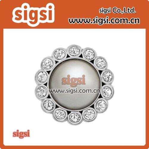 Wholesale silvery round flower acrylic rhinestone button for decoration