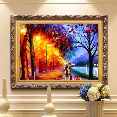 Couple Walking In The Rain Oil Painting 5D Diamond Painting DIY Resin Crystal Rhinestone Embroidery Cross Stitch Home Decoration