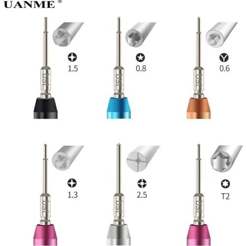 UANME Precision 3D Screwdriver 0.8 Torx 0.6 Y-Type 1.3 1.5 Phillips 2.5 T2 for iPhone CellPhone Repair Tools