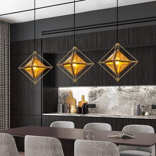 Nordic bedroom bedside chandelier three end bar window diamond glass modern simple dining table lamps