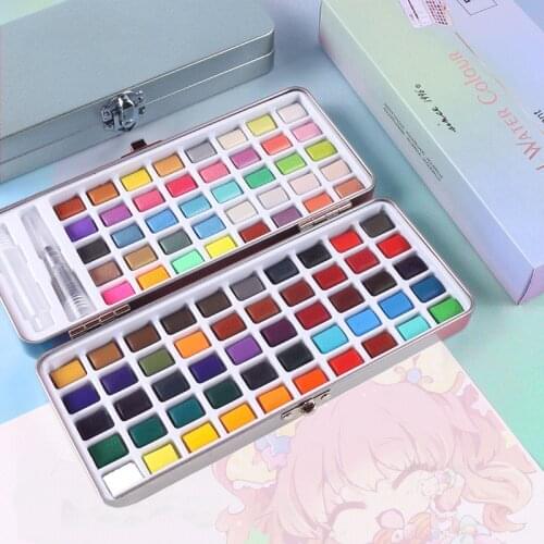 Professional 52/72/90/100Color Solid Watercolor Set Basic Neon Glitter Watercolor Paint for Drawing Art Paint Art Supplies