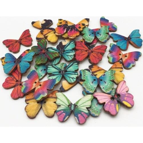 50pcs 28x20mm Natural Rustic Butterfly Buttons 2 Holes Sewing DIY Wood Scrapbooking Accessories Embellishments