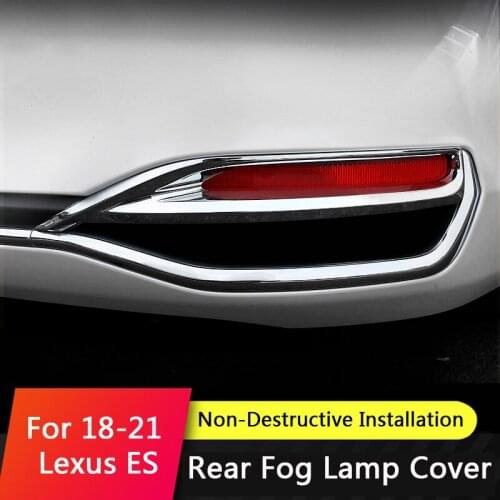 QHCP 1 Pair Chrome Rear Tail Back Fog Light Lamp Frame Cover Trims Car Styling Accessories For Lexus ES 200 300H 2018-2021