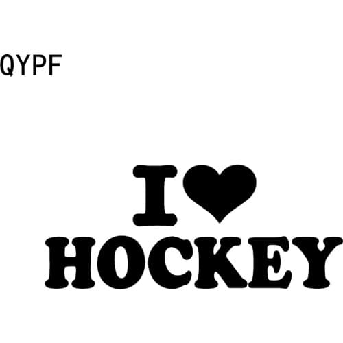 QYPF 14.8*6.2CM I Love Hockey Car Bumper Sticker Silhouette Vinyl C16-0581