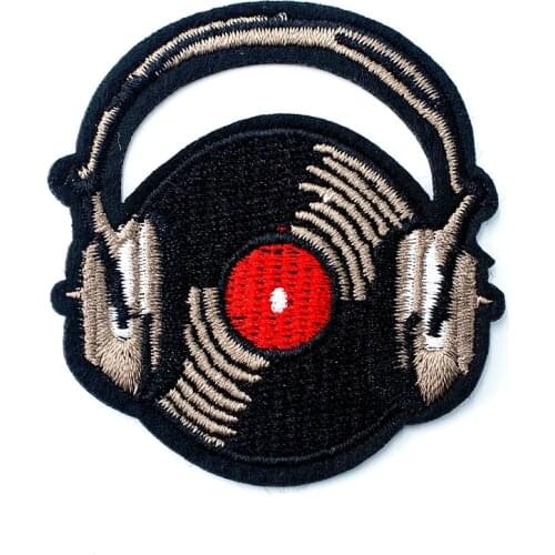 Record Music Size:5.2X5.8cm Cloth Patch Badge Embroidered Cute Badges Hippie Iron On Kids Cartoon Patches For Clothes Stickers